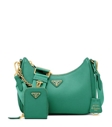 prada green saffiano medium handbag bag with shoulder strap|Prada saffiano shoulder bag review.